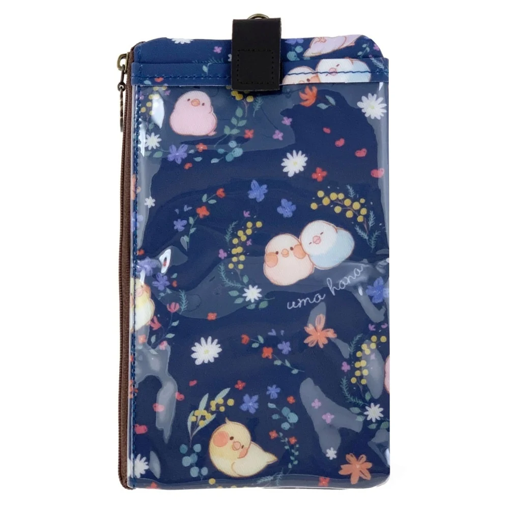 Waterproof Floral Bird Phone Case Pouch W/ Neck Strap